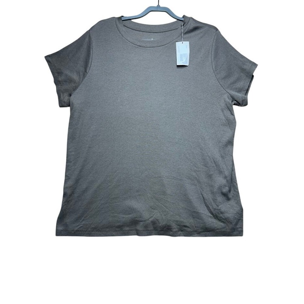 A New Day Womens 3X  Brown Ribbed Crew‎ Neck Short Sleeve T-Shirt NWT